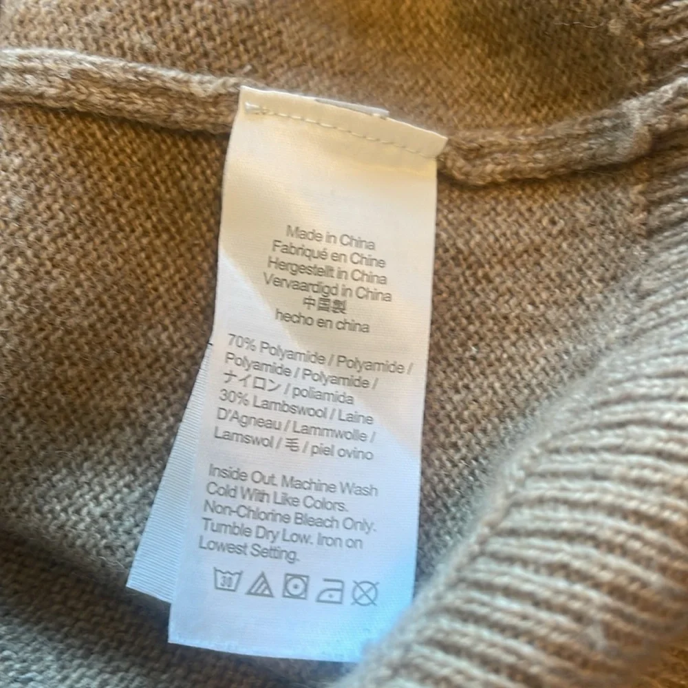 J Crew - men’s tan lambswool blend sweater with shawl collar - size XL